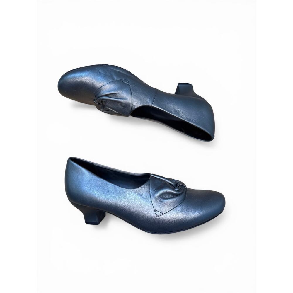 Hotter Donna Metallic Leather Retro Style 40s 50s Court Shoes Gunmetal UK Size 7